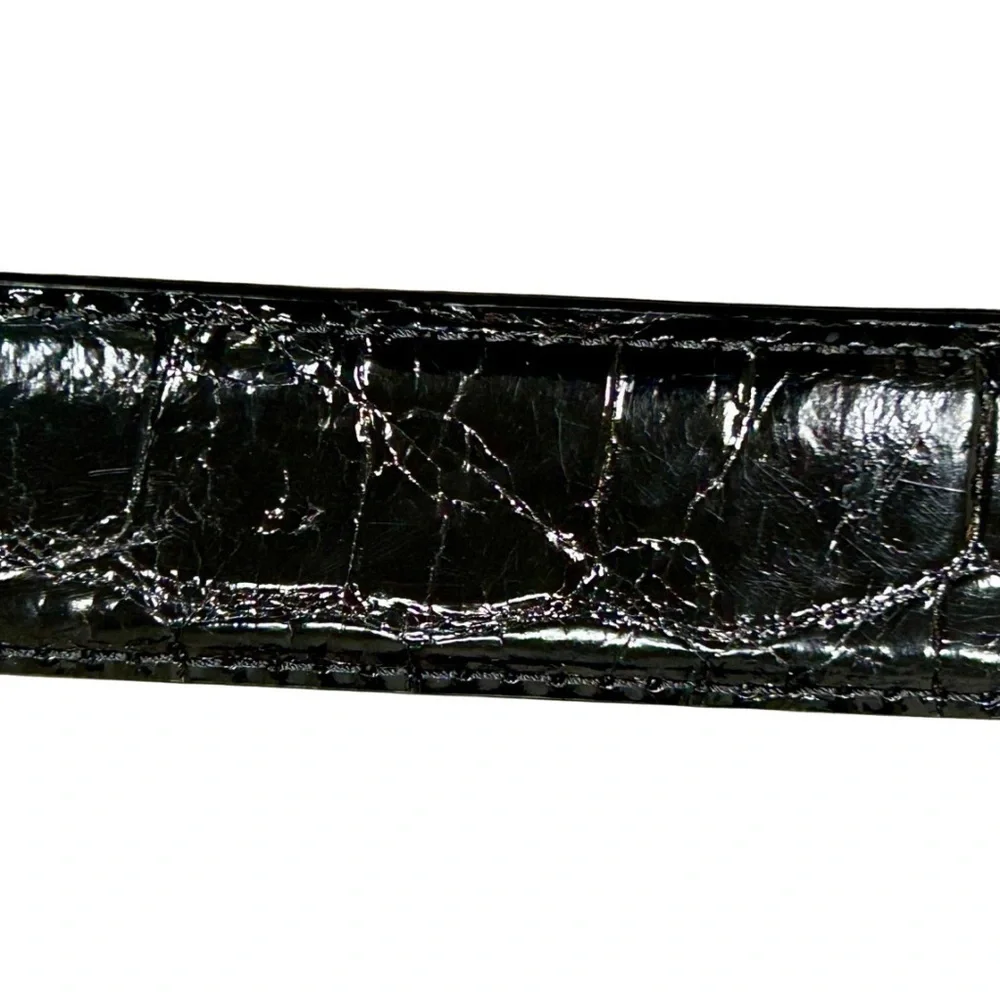 Ben Silver Charleston Genuine Alligator Leather Belt Black